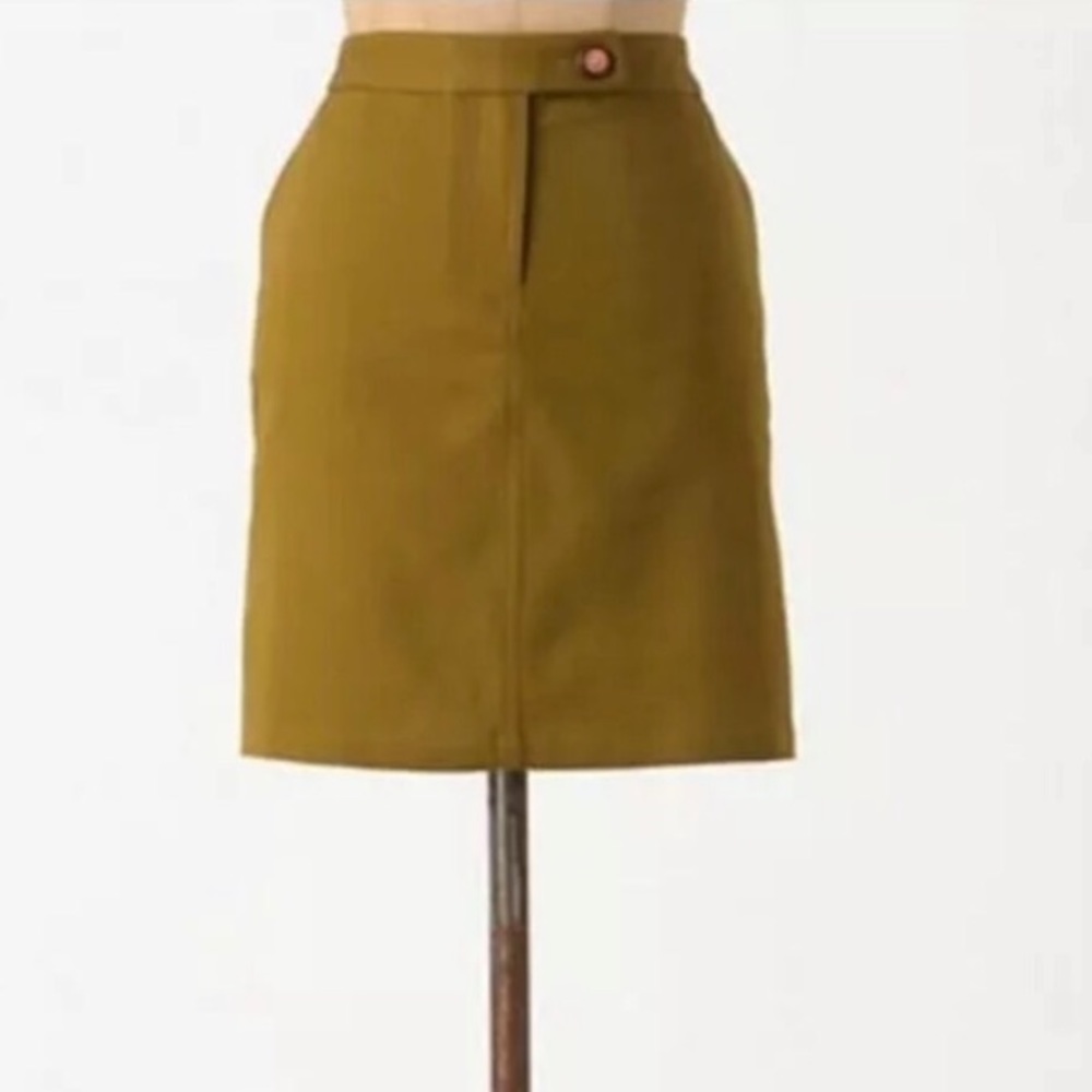 Vanessa Virginia Anthropology Mini Skirt Olive Green Women’s Size 6
